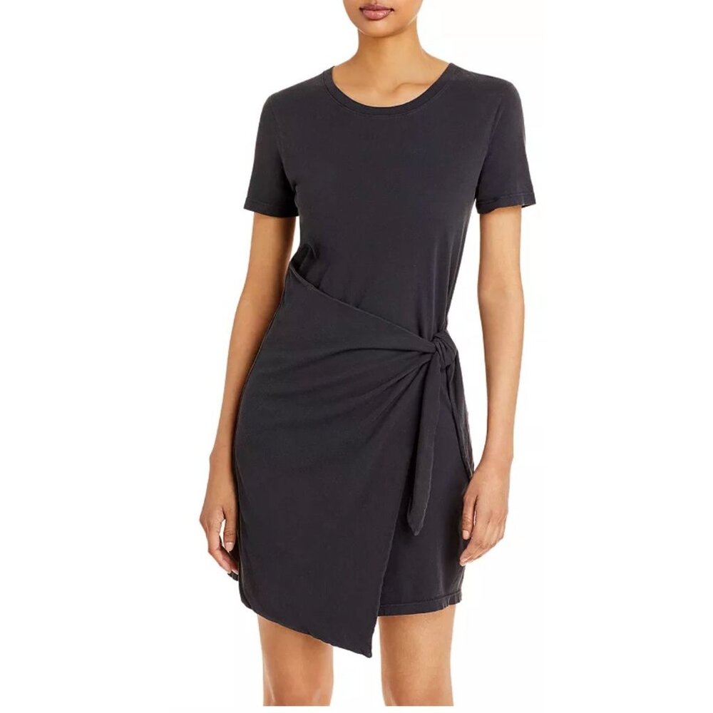 Rails Edie Side Tie Mini Dress Women XS Black Minimalist Career Casual Pullover